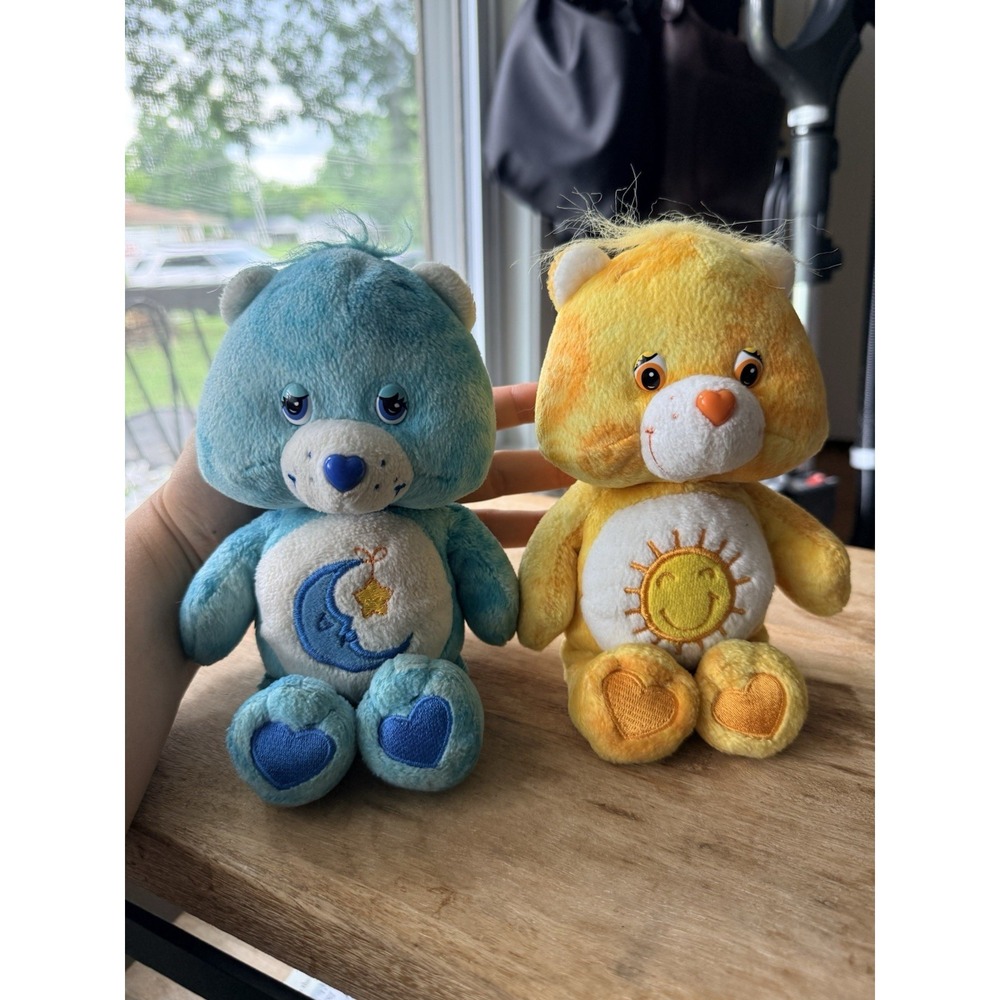Special Edition Care Bears Tie Dye Bears Lot Of 2 8" Plush Bedtime Funshine